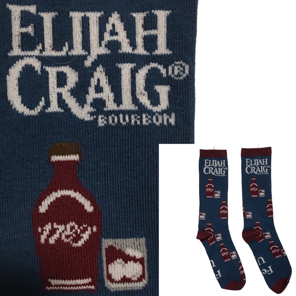 Elijah Craig Bourbon socks blue & wine NWOT